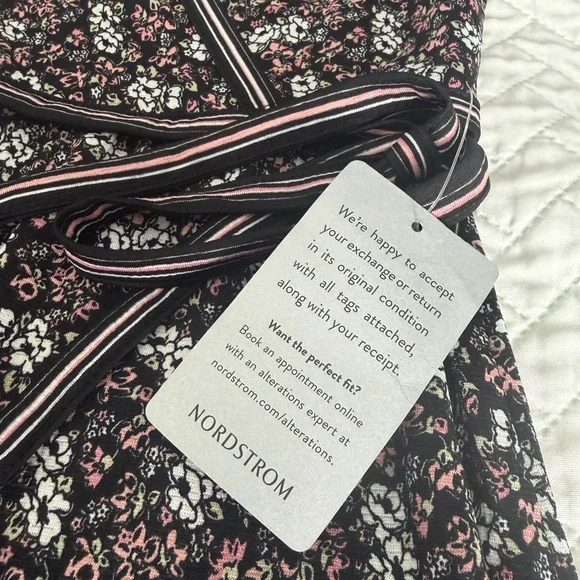 Max Studio Black Floral Wrap Midi Dress size S small new - Picture 4 of 12